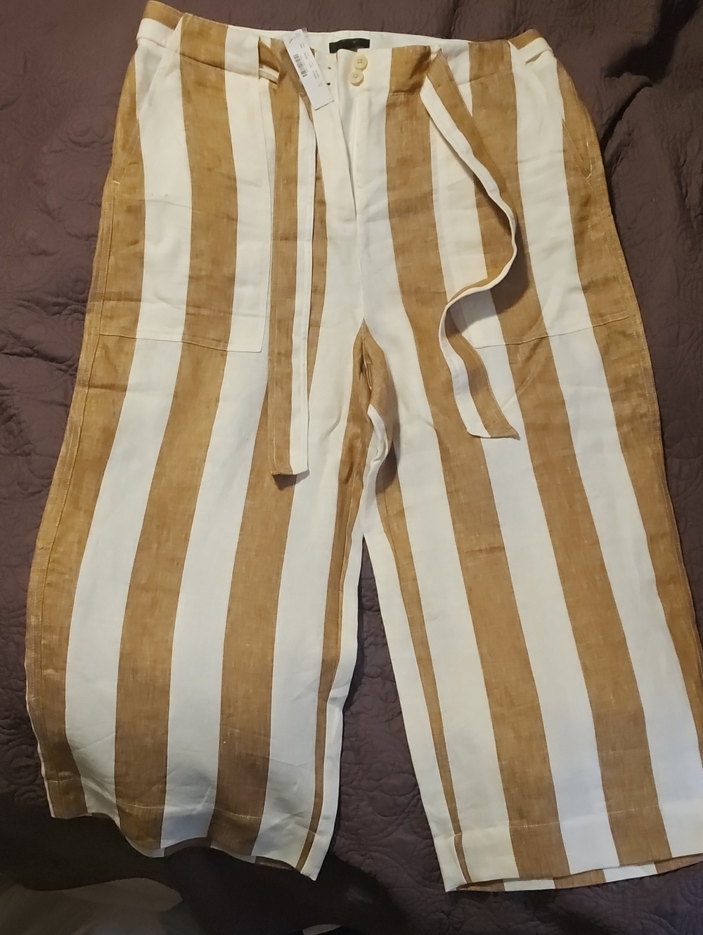 J. Crew Tie-Waist Linen Wide Leg Pants Women's Size 16 - Picture 7 of 16